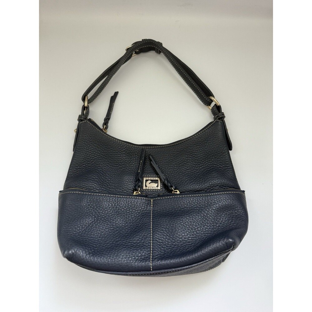 VTG DOONEY & BOURKE Leather Zip Shoulder Purse Bag - Navy